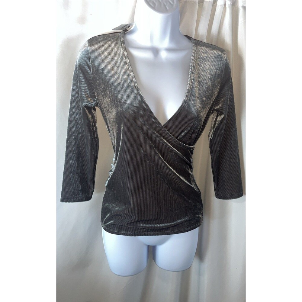 Express Women’s Size XS Wrapped Velvet Blouse Platinum Gray Size XS Holiday